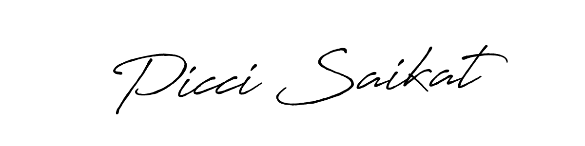 How to make Picci Saikat name signature. Use Antro_Vectra_Bolder style for creating short signs online. This is the latest handwritten sign. Picci Saikat signature style 7 images and pictures png