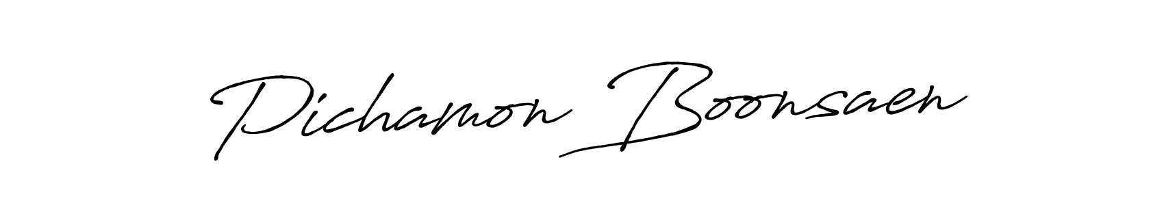 Create a beautiful signature design for name Pichamon Boonsaen. With this signature (Antro_Vectra_Bolder) fonts, you can make a handwritten signature for free. Pichamon Boonsaen signature style 7 images and pictures png