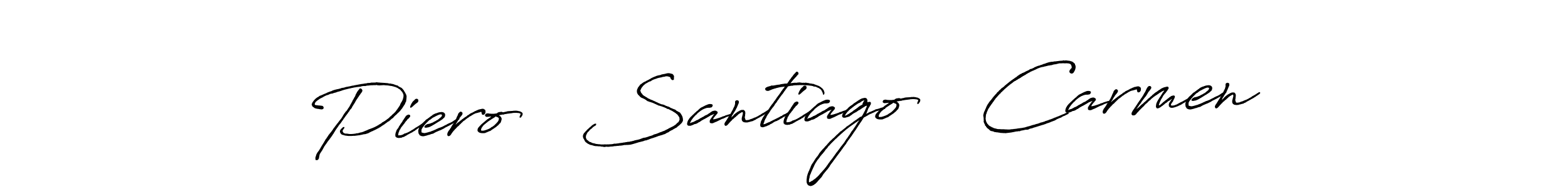 How to make Piero   Santiago   Carmen name signature. Use Antro_Vectra_Bolder style for creating short signs online. This is the latest handwritten sign. Piero   Santiago   Carmen signature style 7 images and pictures png