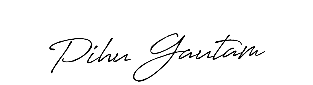 The best way (Antro_Vectra_Bolder) to make a short signature is to pick only two or three words in your name. The name Pihu Gautam include a total of six letters. For converting this name. Pihu Gautam signature style 7 images and pictures png