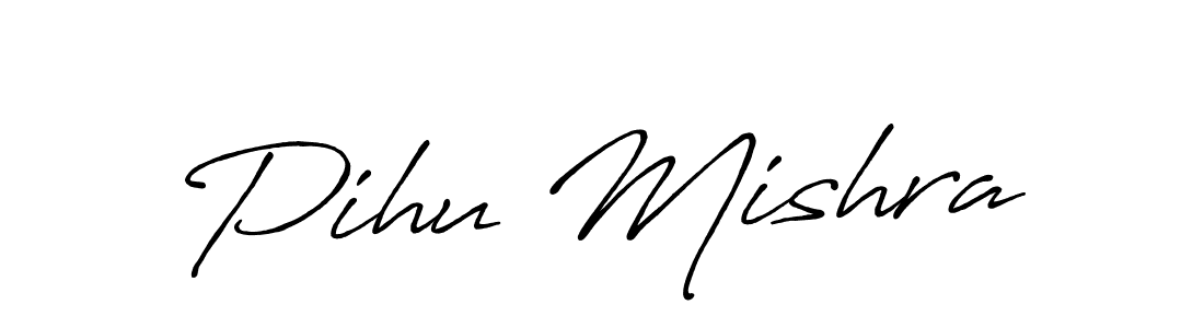 The best way (Antro_Vectra_Bolder) to make a short signature is to pick only two or three words in your name. The name Pihu Mishra include a total of six letters. For converting this name. Pihu Mishra signature style 7 images and pictures png