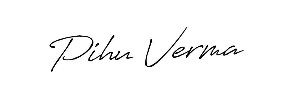 How to make Pihu Verma name signature. Use Antro_Vectra_Bolder style for creating short signs online. This is the latest handwritten sign. Pihu Verma signature style 7 images and pictures png