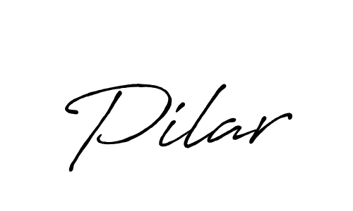 Make a beautiful signature design for name Pilar. With this signature (Antro_Vectra_Bolder) style, you can create a handwritten signature for free. Pilar signature style 7 images and pictures png