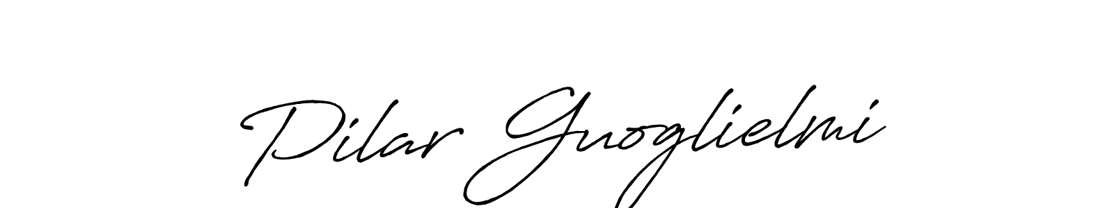 The best way (Antro_Vectra_Bolder) to make a short signature is to pick only two or three words in your name. The name Pilar Guoglielmi include a total of six letters. For converting this name. Pilar Guoglielmi signature style 7 images and pictures png