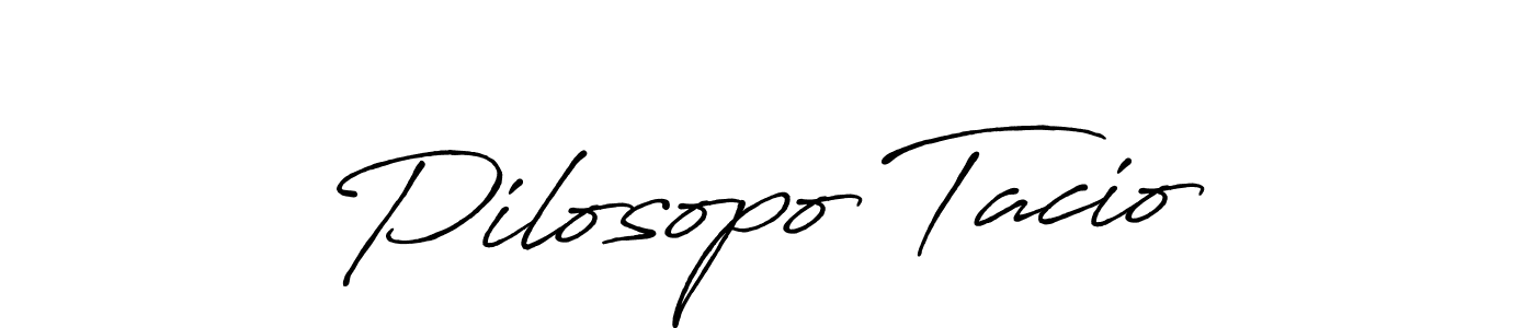 How to make Pilosopo Tacio name signature. Use Antro_Vectra_Bolder style for creating short signs online. This is the latest handwritten sign. Pilosopo Tacio signature style 7 images and pictures png