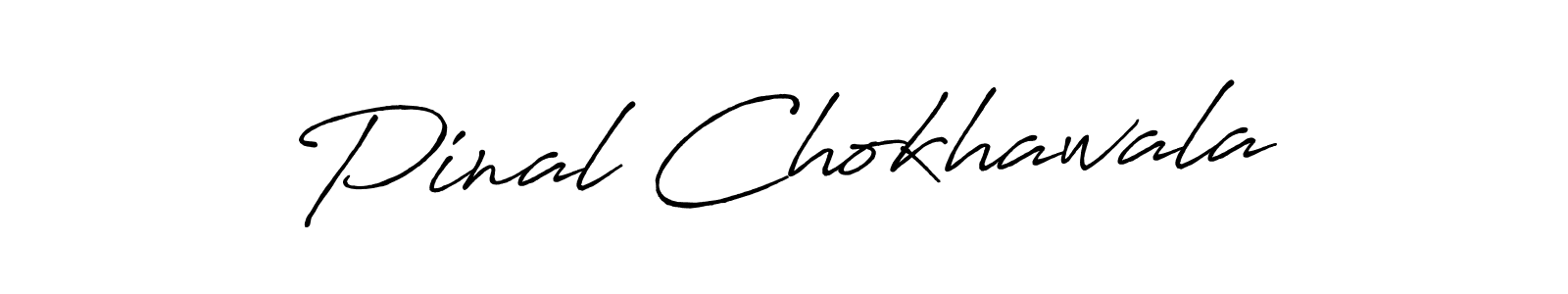 How to make Pinal Chokhawala name signature. Use Antro_Vectra_Bolder style for creating short signs online. This is the latest handwritten sign. Pinal Chokhawala signature style 7 images and pictures png