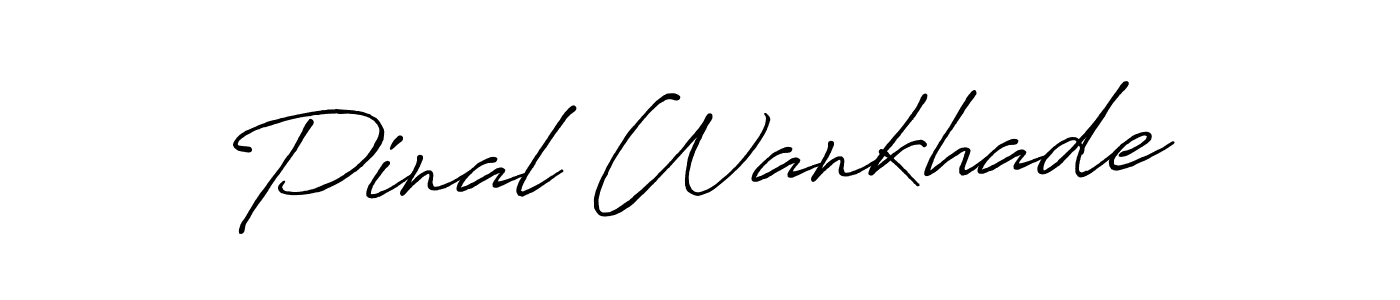 How to make Pinal Wankhade name signature. Use Antro_Vectra_Bolder style for creating short signs online. This is the latest handwritten sign. Pinal Wankhade signature style 7 images and pictures png