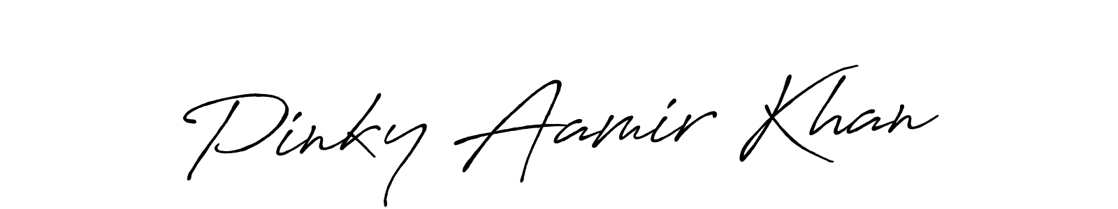 How to make Pinky Aamir Khan name signature. Use Antro_Vectra_Bolder style for creating short signs online. This is the latest handwritten sign. Pinky Aamir Khan signature style 7 images and pictures png