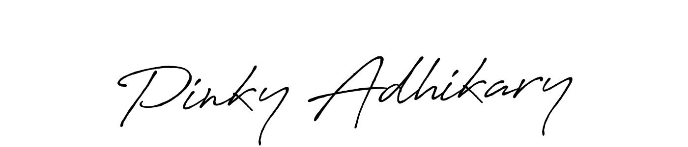 How to make Pinky Adhikary name signature. Use Antro_Vectra_Bolder style for creating short signs online. This is the latest handwritten sign. Pinky Adhikary signature style 7 images and pictures png