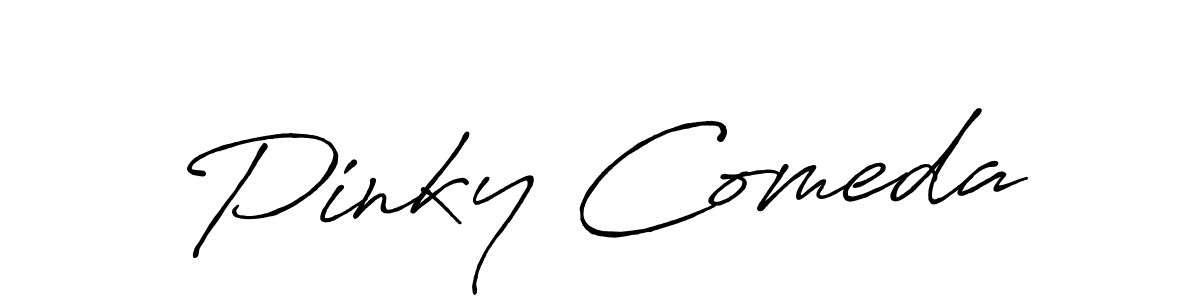 Pinky Comeda stylish signature style. Best Handwritten Sign (Antro_Vectra_Bolder) for my name. Handwritten Signature Collection Ideas for my name Pinky Comeda. Pinky Comeda signature style 7 images and pictures png