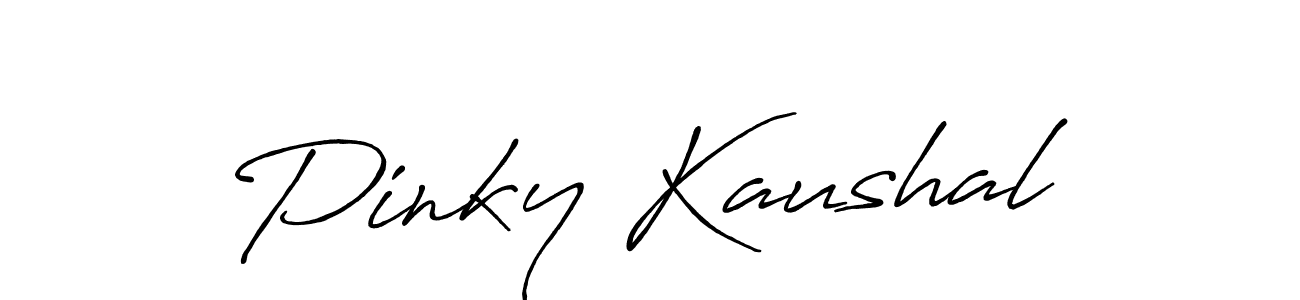 Make a beautiful signature design for name Pinky Kaushal. With this signature (Antro_Vectra_Bolder) style, you can create a handwritten signature for free. Pinky Kaushal signature style 7 images and pictures png