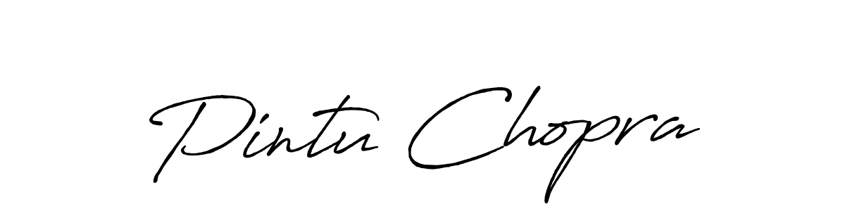 Make a beautiful signature design for name Pintu Chopra. With this signature (Antro_Vectra_Bolder) style, you can create a handwritten signature for free. Pintu Chopra signature style 7 images and pictures png