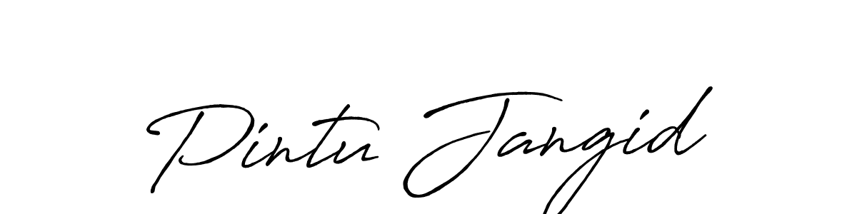 How to make Pintu Jangid name signature. Use Antro_Vectra_Bolder style for creating short signs online. This is the latest handwritten sign. Pintu Jangid signature style 7 images and pictures png