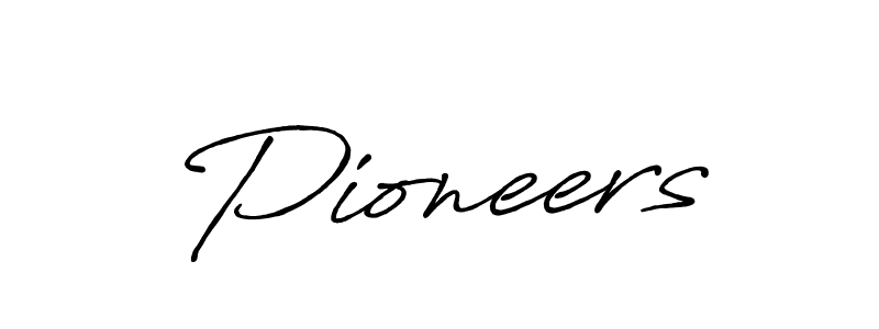 Use a signature maker to create a handwritten signature online. With this signature software, you can design (Antro_Vectra_Bolder) your own signature for name Pioneers. Pioneers signature style 7 images and pictures png