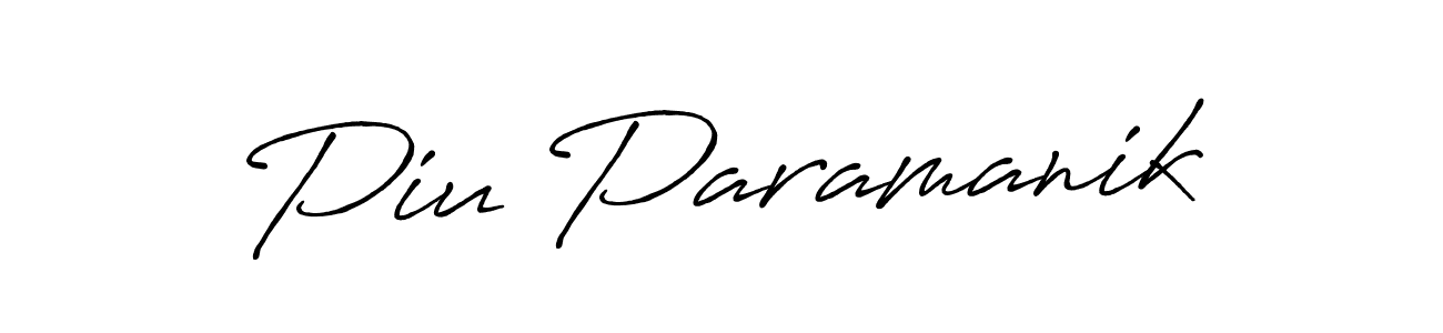 Use a signature maker to create a handwritten signature online. With this signature software, you can design (Antro_Vectra_Bolder) your own signature for name Piu Paramanik. Piu Paramanik signature style 7 images and pictures png