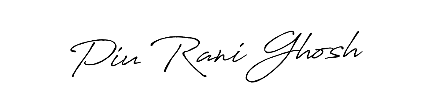 Make a beautiful signature design for name Piu Rani Ghosh. With this signature (Antro_Vectra_Bolder) style, you can create a handwritten signature for free. Piu Rani Ghosh signature style 7 images and pictures png