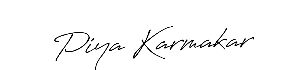 How to make Piya Karmakar name signature. Use Antro_Vectra_Bolder style for creating short signs online. This is the latest handwritten sign. Piya Karmakar signature style 7 images and pictures png