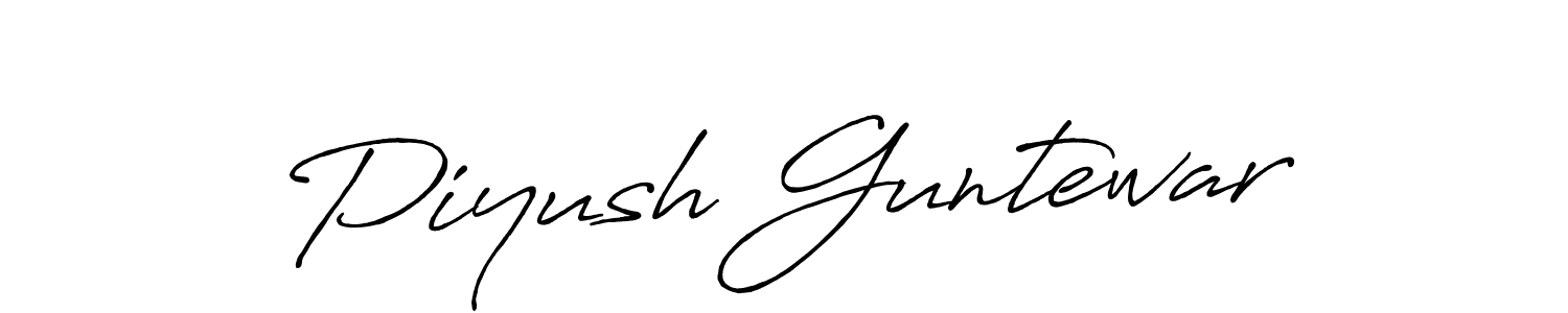The best way (Antro_Vectra_Bolder) to make a short signature is to pick only two or three words in your name. The name Piyush Guntewar include a total of six letters. For converting this name. Piyush Guntewar signature style 7 images and pictures png