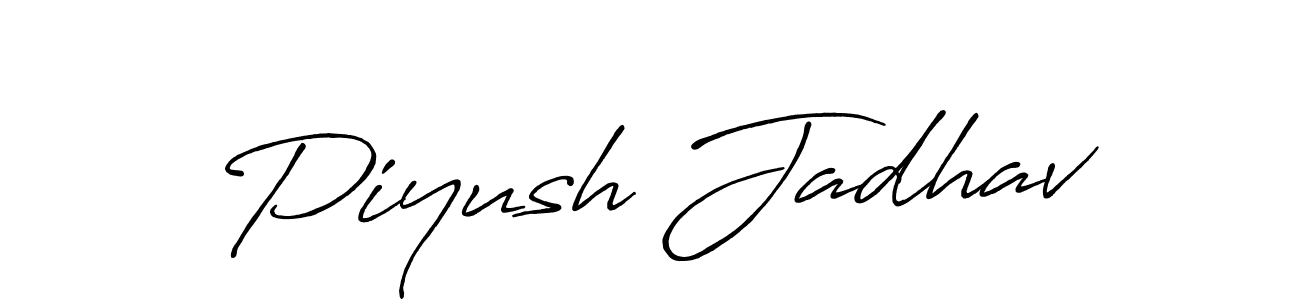 How to make Piyush Jadhav name signature. Use Antro_Vectra_Bolder style for creating short signs online. This is the latest handwritten sign. Piyush Jadhav signature style 7 images and pictures png