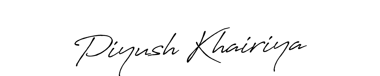 Create a beautiful signature design for name Piyush Khairiya. With this signature (Antro_Vectra_Bolder) fonts, you can make a handwritten signature for free. Piyush Khairiya signature style 7 images and pictures png