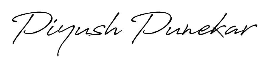 A sleek calligraphic signature for name Piyush Punekar utilizing Antro_Vectra_Bolder styling. Great for adding personal signatures to photos and art. Piyush Punekar signature style 7 images and pictures png