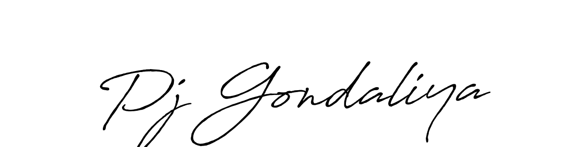 Similarly Antro_Vectra_Bolder is the best handwritten signature design. Signature creator online .You can use it as an online autograph creator for name Pj Gondaliya. Pj Gondaliya signature style 7 images and pictures png