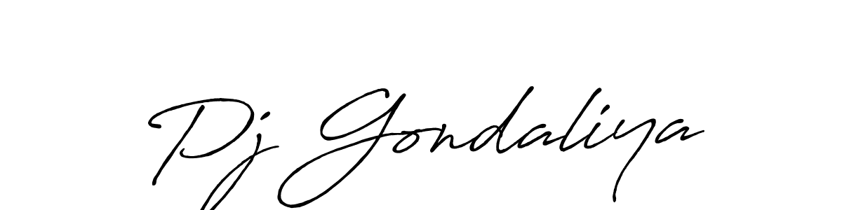 Design your own signature with our free online signature maker. With this signature software, you can create a handwritten (Antro_Vectra_Bolder) signature for name Pj Gondaliya. Pj Gondaliya signature style 7 images and pictures png