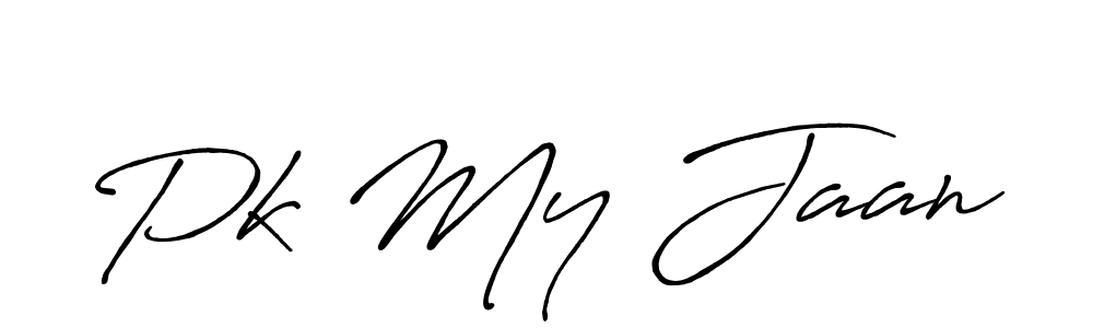 Use a signature maker to create a handwritten signature online. With this signature software, you can design (Antro_Vectra_Bolder) your own signature for name Pk My Jaan. Pk My Jaan signature style 7 images and pictures png
