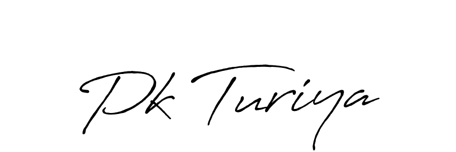 Create a beautiful signature design for name Pk Turiya. With this signature (Antro_Vectra_Bolder) fonts, you can make a handwritten signature for free. Pk Turiya signature style 7 images and pictures png