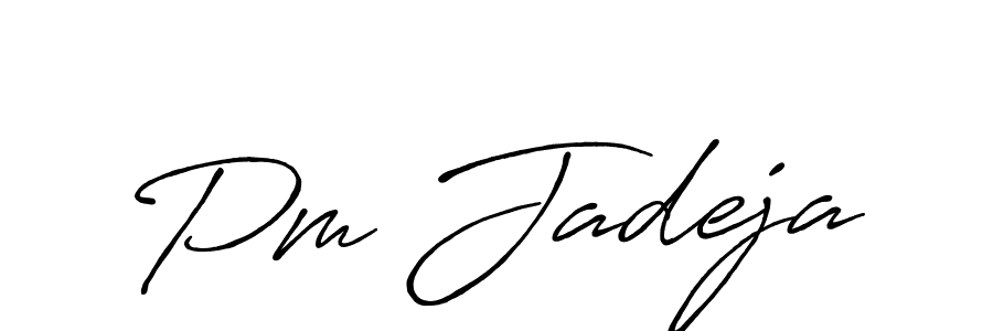 Use a signature maker to create a handwritten signature online. With this signature software, you can design (Antro_Vectra_Bolder) your own signature for name Pm Jadeja. Pm Jadeja signature style 7 images and pictures png