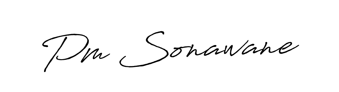 Pm Sonawane stylish signature style. Best Handwritten Sign (Antro_Vectra_Bolder) for my name. Handwritten Signature Collection Ideas for my name Pm Sonawane. Pm Sonawane signature style 7 images and pictures png