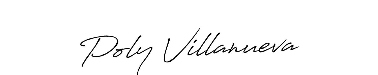 Make a beautiful signature design for name Poly Villanueva. With this signature (Antro_Vectra_Bolder) style, you can create a handwritten signature for free. Poly Villanueva signature style 7 images and pictures png