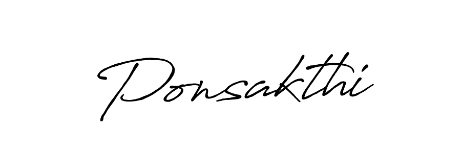 Use a signature maker to create a handwritten signature online. With this signature software, you can design (Antro_Vectra_Bolder) your own signature for name Ponsakthi. Ponsakthi signature style 7 images and pictures png
