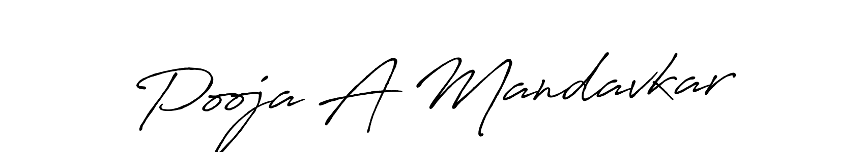 How to make Pooja A Mandavkar name signature. Use Antro_Vectra_Bolder style for creating short signs online. This is the latest handwritten sign. Pooja A Mandavkar signature style 7 images and pictures png