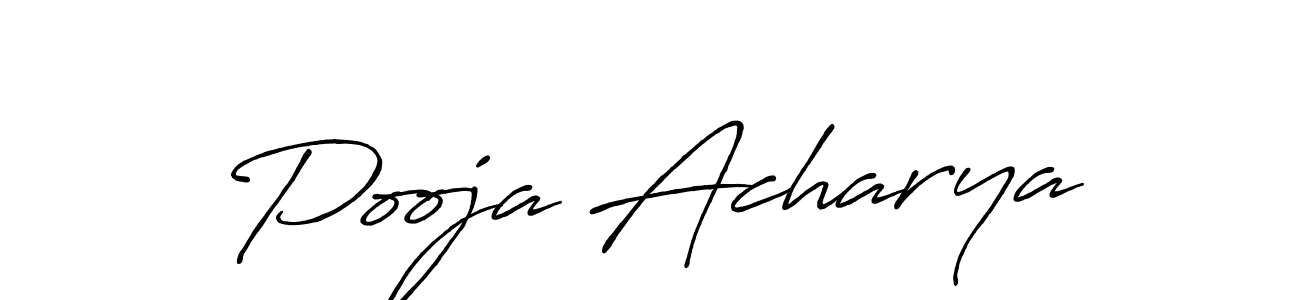 How to make Pooja Acharya name signature. Use Antro_Vectra_Bolder style for creating short signs online. This is the latest handwritten sign. Pooja Acharya signature style 7 images and pictures png