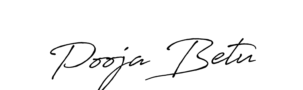 Create a beautiful signature design for name Pooja Betu. With this signature (Antro_Vectra_Bolder) fonts, you can make a handwritten signature for free. Pooja Betu signature style 7 images and pictures png