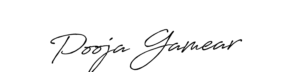 if you are searching for the best signature style for your name Pooja Gamear. so please give up your signature search. here we have designed multiple signature styles  using Antro_Vectra_Bolder. Pooja Gamear signature style 7 images and pictures png