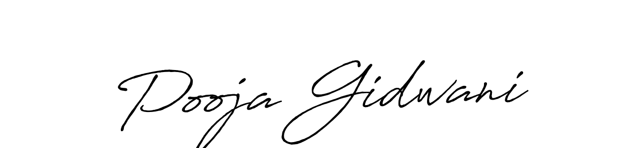 Pooja Gidwani stylish signature style. Best Handwritten Sign (Antro_Vectra_Bolder) for my name. Handwritten Signature Collection Ideas for my name Pooja Gidwani. Pooja Gidwani signature style 7 images and pictures png