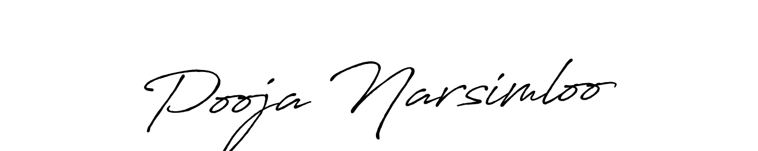 Pooja Narsimloo stylish signature style. Best Handwritten Sign (Antro_Vectra_Bolder) for my name. Handwritten Signature Collection Ideas for my name Pooja Narsimloo. Pooja Narsimloo signature style 7 images and pictures png