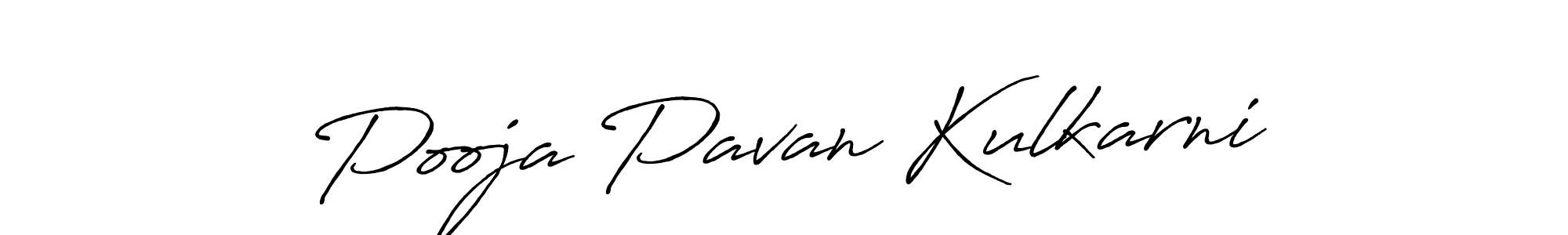 How to make Pooja Pavan Kulkarni name signature. Use Antro_Vectra_Bolder style for creating short signs online. This is the latest handwritten sign. Pooja Pavan Kulkarni signature style 7 images and pictures png