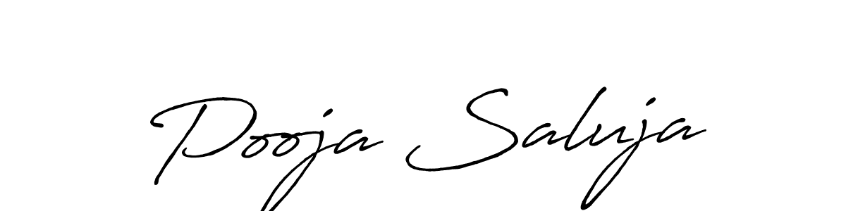 Make a beautiful signature design for name Pooja Saluja. With this signature (Antro_Vectra_Bolder) style, you can create a handwritten signature for free. Pooja Saluja signature style 7 images and pictures png