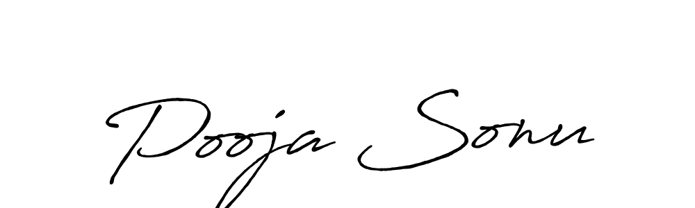 Create a beautiful signature design for name Pooja Sonu. With this signature (Antro_Vectra_Bolder) fonts, you can make a handwritten signature for free. Pooja Sonu signature style 7 images and pictures png