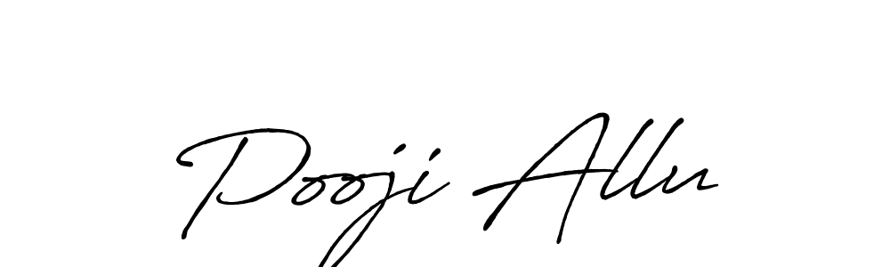 Create a beautiful signature design for name Pooji Allu. With this signature (Antro_Vectra_Bolder) fonts, you can make a handwritten signature for free. Pooji Allu signature style 7 images and pictures png