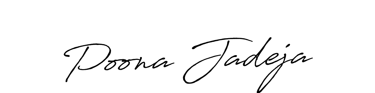 Make a beautiful signature design for name Poona Jadeja. With this signature (Antro_Vectra_Bolder) style, you can create a handwritten signature for free. Poona Jadeja signature style 7 images and pictures png