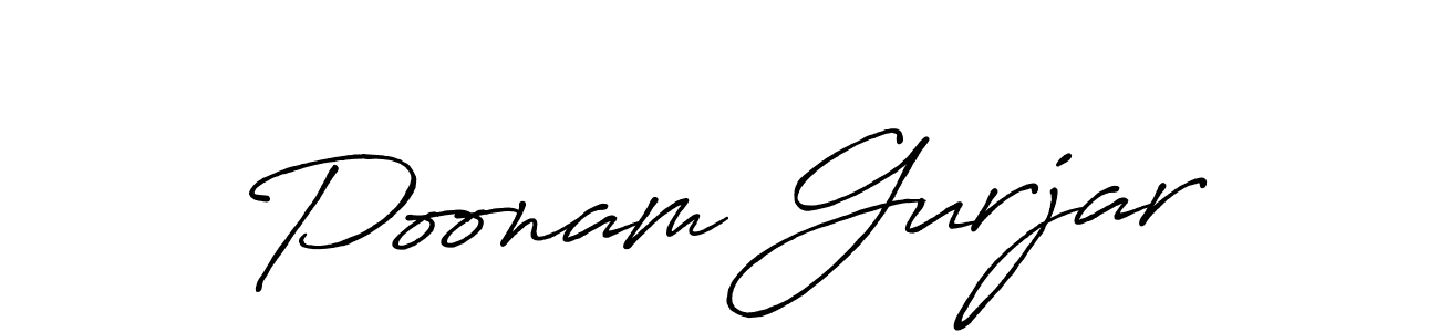 How to make Poonam Gurjar name signature. Use Antro_Vectra_Bolder style for creating short signs online. This is the latest handwritten sign. Poonam Gurjar signature style 7 images and pictures png