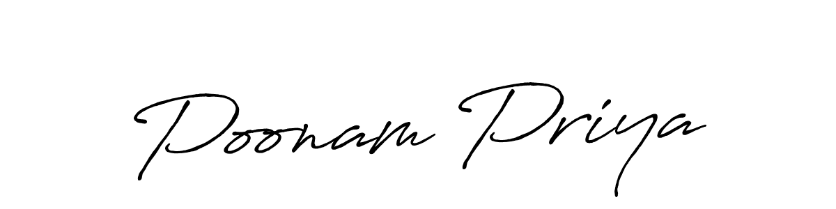 How to make Poonam Priya name signature. Use Antro_Vectra_Bolder style for creating short signs online. This is the latest handwritten sign. Poonam Priya signature style 7 images and pictures png