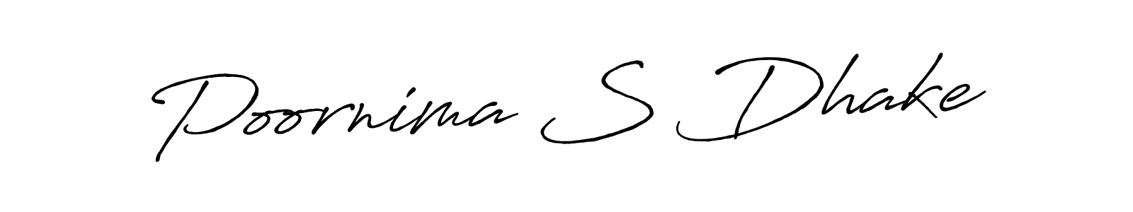 The best way (Antro_Vectra_Bolder) to make a short signature is to pick only two or three words in your name. The name Poornima S Dhake include a total of six letters. For converting this name. Poornima S Dhake signature style 7 images and pictures png