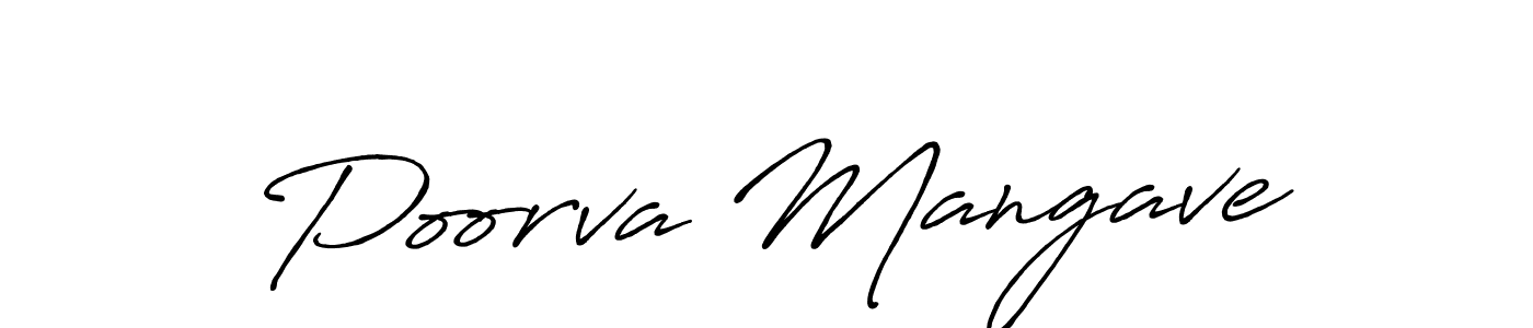The best way (Antro_Vectra_Bolder) to make a short signature is to pick only two or three words in your name. The name Poorva Mangave include a total of six letters. For converting this name. Poorva Mangave signature style 7 images and pictures png