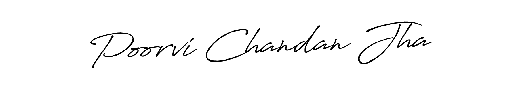 How to make Poorvi Chandan Jha name signature. Use Antro_Vectra_Bolder style for creating short signs online. This is the latest handwritten sign. Poorvi Chandan Jha signature style 7 images and pictures png