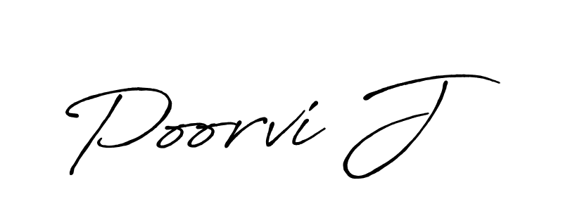 How to make Poorvi J name signature. Use Antro_Vectra_Bolder style for creating short signs online. This is the latest handwritten sign. Poorvi J signature style 7 images and pictures png